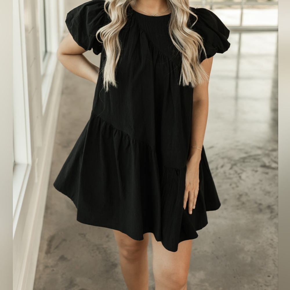 &MERCY ASYMMETRIC BABYDOLL MINI DRESS